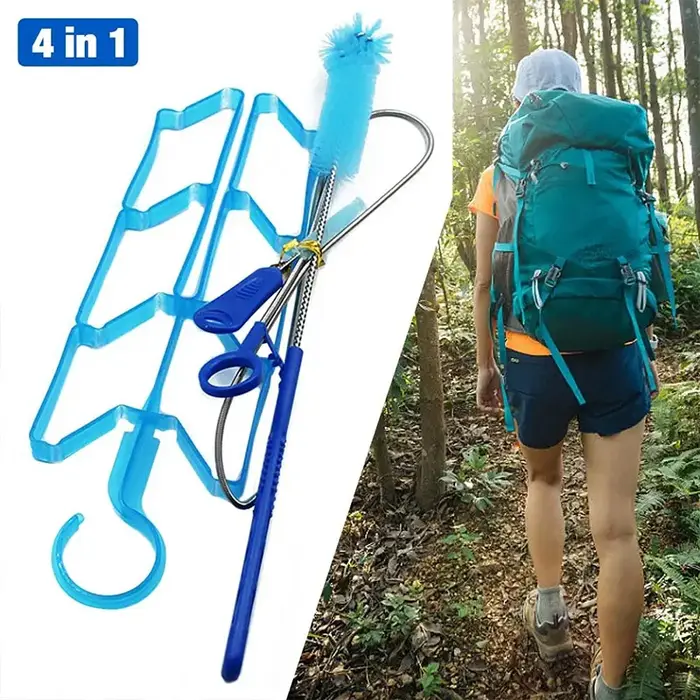 Kit de nettoyage de vessie d'eau d'hydratation 4 pouces, outil de nettoyage de sac d'eau multifonction, outils de Camping en plein air pour vessies d'eau