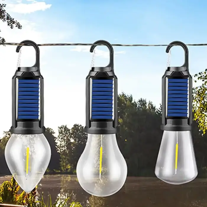 GGbingo lampe de Camping LED à énergie solaire avec crochet lanterne LED USB charge lumière de tente extérieure étanche