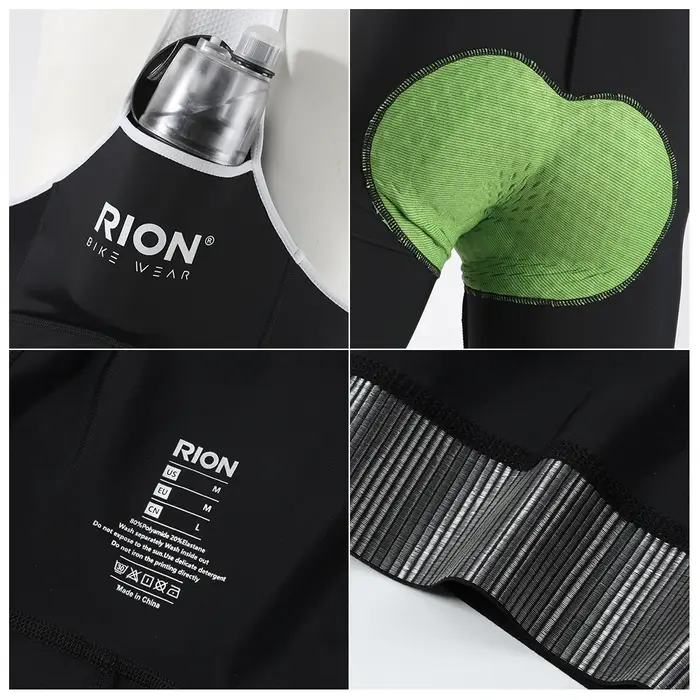 RION hommes short de cyclisme collants de vélo vtt bavoir bretelles haute densité Dolomiti 8 heures