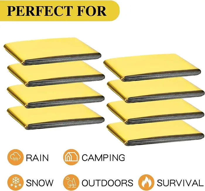 Couverture de survie d'urgence en argent doré pour l'extérieur, rideau imperméable en aluminium, cou