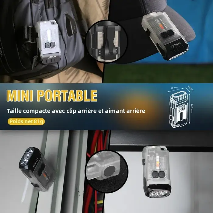 BORUiT V15 1200LM porte-clés LED lampe de poche EDC type-c