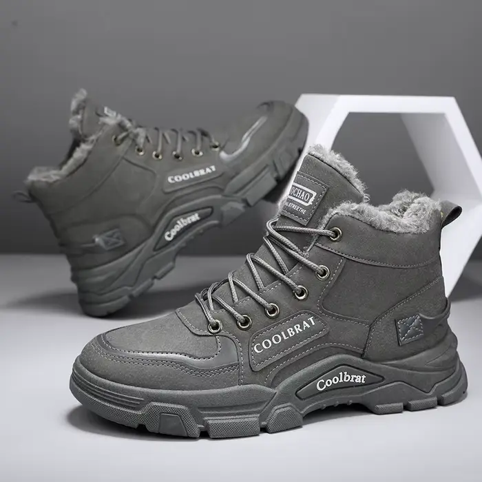 Bottes pour hommes : bottines de ski classiques élégantes pour randonnée en plein air, alpinisme et voyage, bottes de neige épaisses doublées de polaire