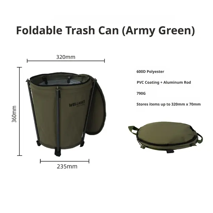 Poubelle de camping extérieure 20L pliable