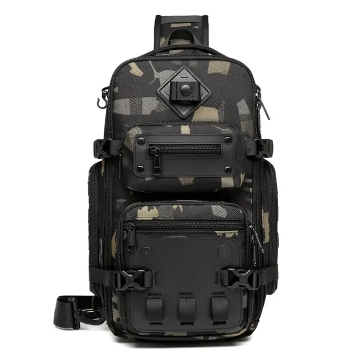 Ozuko sacs de ventre sac de poitrine pour hommes en plein air tactique une épaule sac à bandoulière 