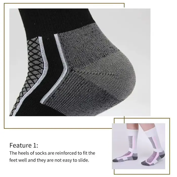 DIZETION 1 paire hiver chaud épaississement bas de Ski chaussettes de randonnée pour femmes hommes enfants en plein air Anti-froid haut bas de sport