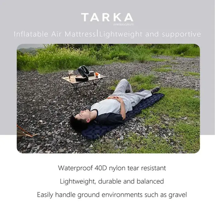 TARKA Matelas gonflable ultraléger 1 pièce, tapis de camping et de randonnée, coussin d'air innovant pour le sommeil, matelas pneumatique sans oreiller pour tente