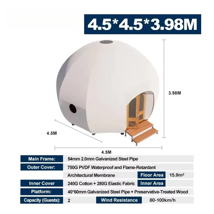 Tente de safari en forme de cocon, personnalisée, luxueuse, durable, imperméable, pour glamping en b