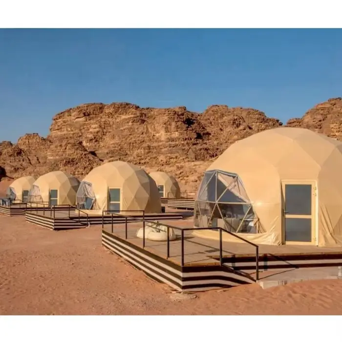 Cabane de jardin extérieure, maison en forme de dôme, tente géodésique de camping, igloo avec toit transparent, poêle et salle de bain, personnalisable