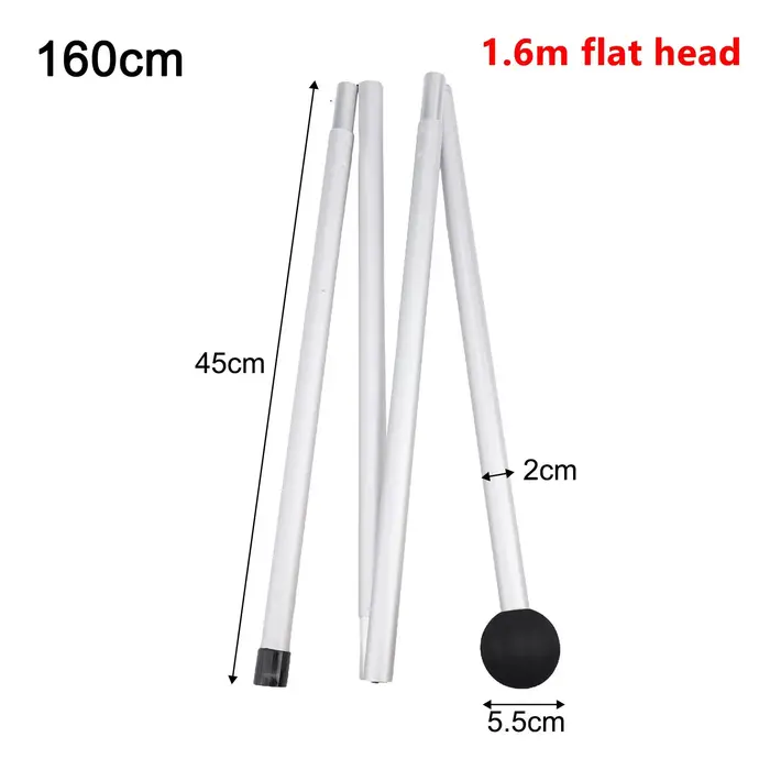 Lot de 1 poteau pliable en alliage d'aluminium de 1,6/2,0 m pour tente de plage, auvent, abri, bâche