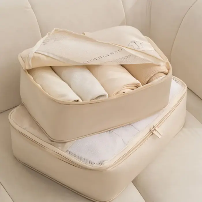 Lot de 6 sacs de compression de voyage, organiseurs de vêtements portables pour valise, étuis de rangement étanches pour bagages, sacs de rangement pour tiroirs