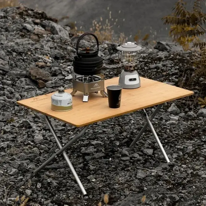 MOUNTAINHIKER Camping en plein air bambou 2/3 Table pliante Portable stockage rapide bureau pliant T