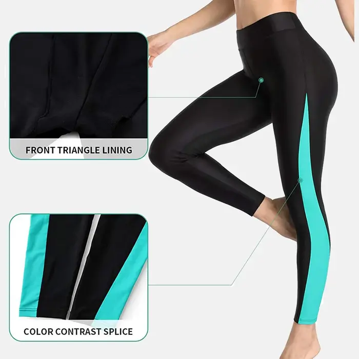 Anfilia Pantalon de bain femme bloc de couleur pantalon de bain taille haute leggings de bain collan