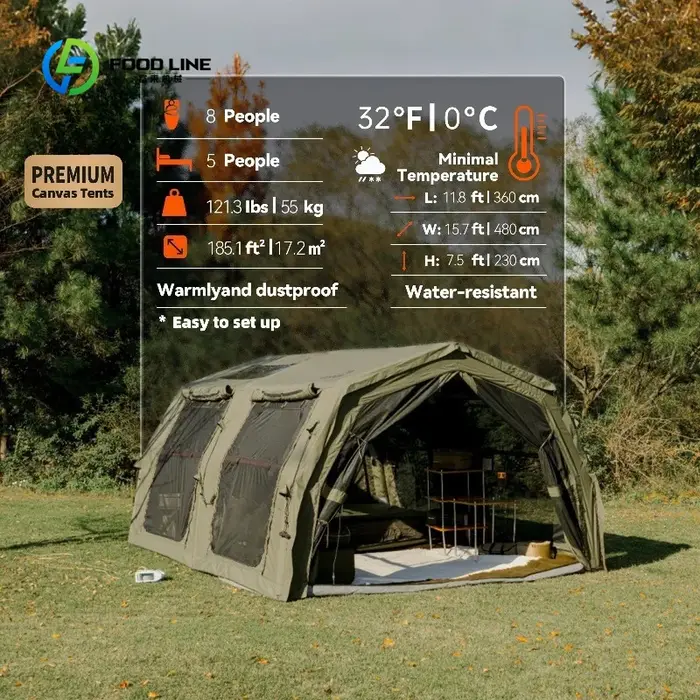 Tente pneumatique personnalisée - Tente pneumatique vert armée, ouverture rapide, grand espace, camp
