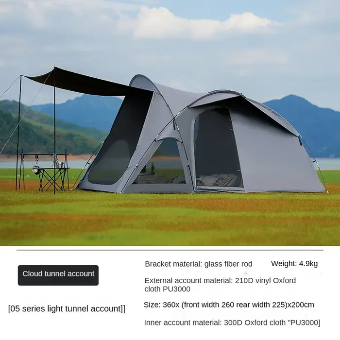 Tente de camping tunnel grande capacité pour 6 à 8 personnes