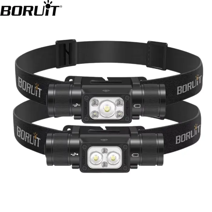 BORUiT HP330 3 * LED lampe frontale 1200LM puissant type-c rechargeable phare étanche Camping pêche tête torche lanterne