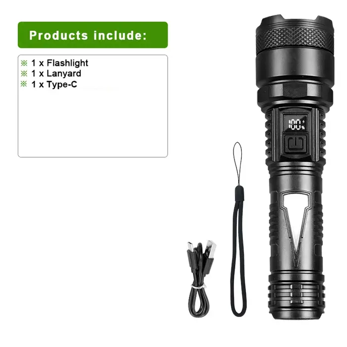 Lampes de poche Super puissantes 2000000LM, LED rechargeables par USB, lampe de poche tactique milit