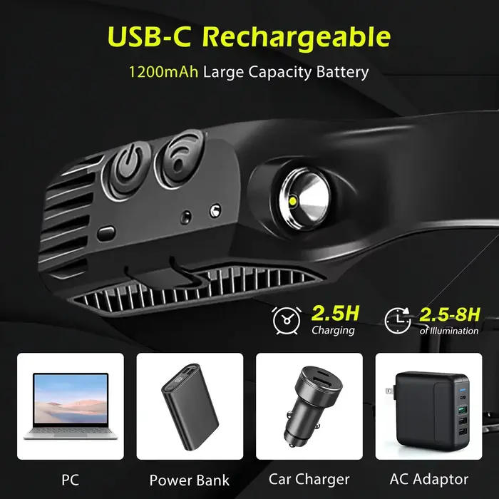 USB LED Rechargeable capteur phare COB