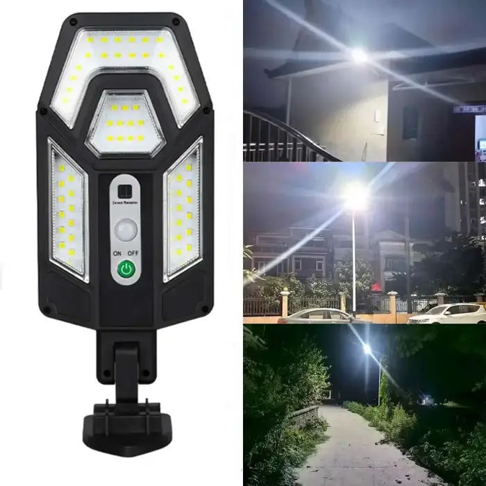 Nouvelle Lampe Solaire 55 LED Extérieure avec Détecteur de Mouvement et Télécommande, Éclairage Mural Solaire Étanche pour Rue