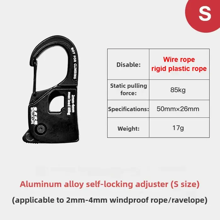 Tendeur de corde de tente en alliage d'aluminium, antirouille, forte charge, fixation rapide, ajuste