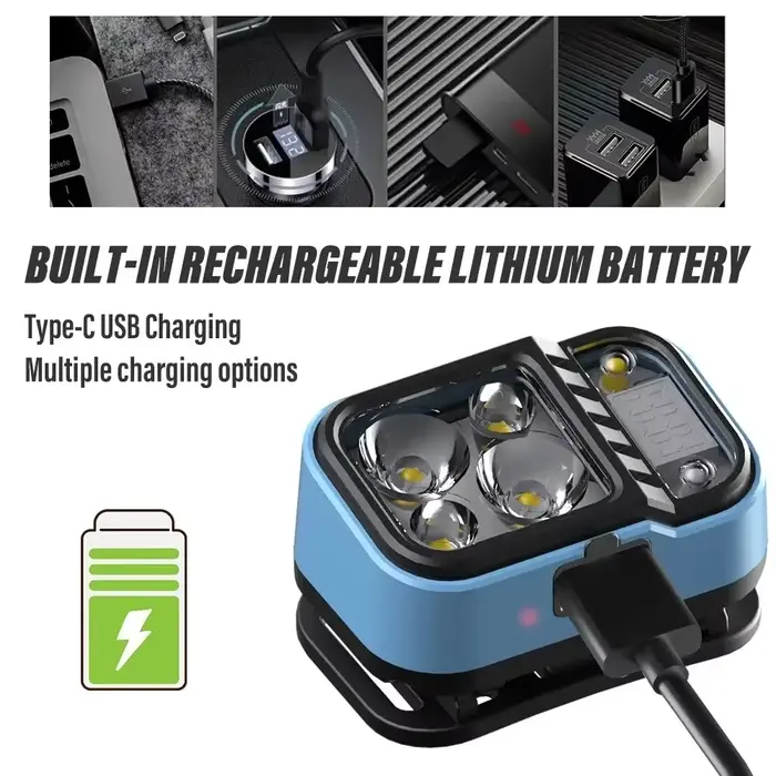 Lampe frontale LED de pêche Rechargeable avec capteurs et indicateur de batterie