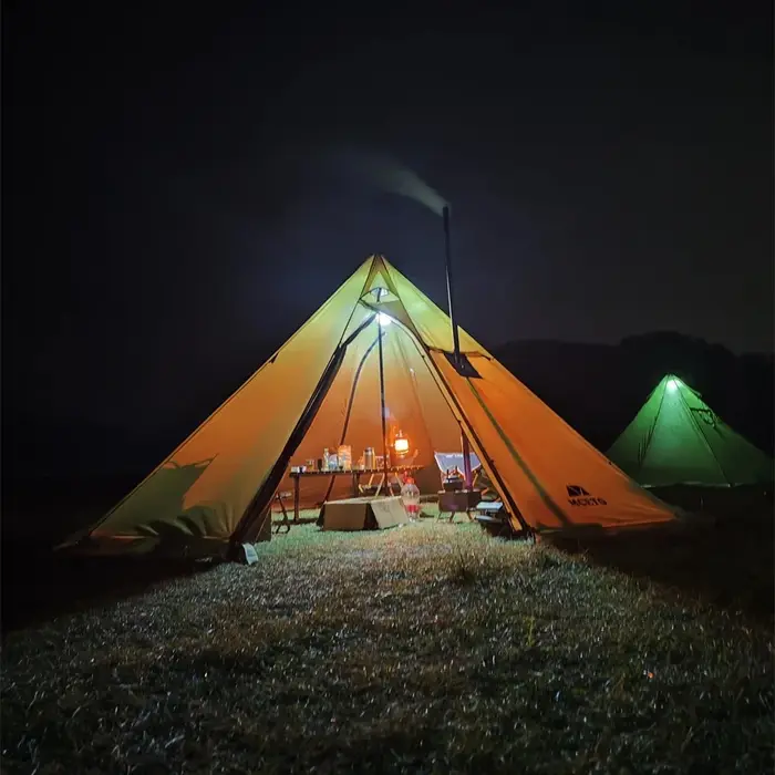 500PRO Tipi tente chaude avec poêle ignifuge Jack 5 ~ 8 personnes télescopes pour équipe familiale s
