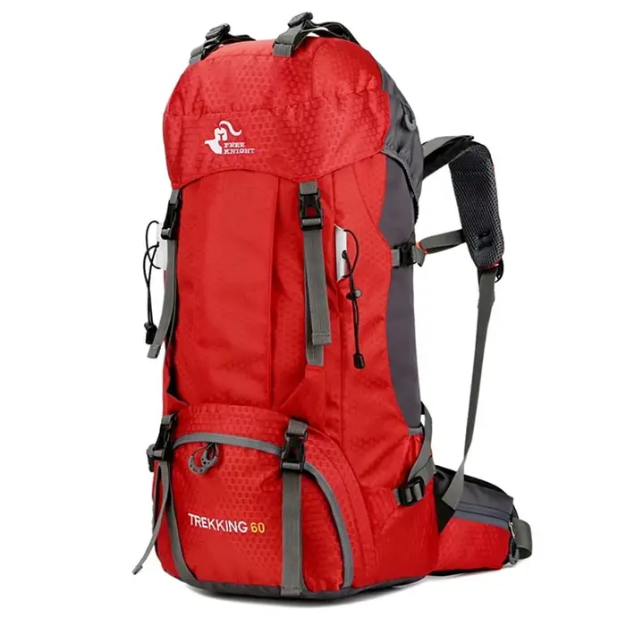 Sacs à dos de camping et de randonnée pour hommes, sac de sport en nylon pour l'escalade, sacs à dos de tourisme en plein air, housse de pluie, Free Knight, 60L