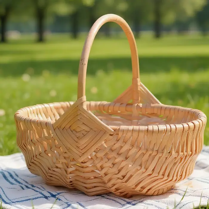 Panier de pique-nique en osier tissé avec poignée