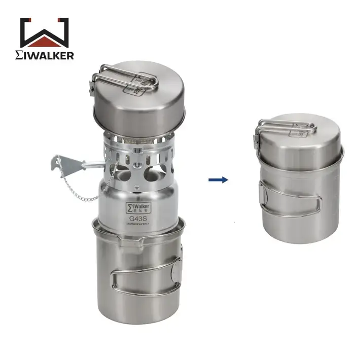 IWALKER G43S ensemble de cuisine poêle de Camping essence e poêle brûleur silencieux avec casseroles