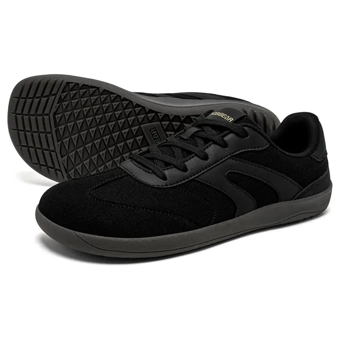 HOBIBEAR pieds nus baskets à bout large unisexe zéro goutte minimaliste chaussures en toile antidérapant à lacets marche