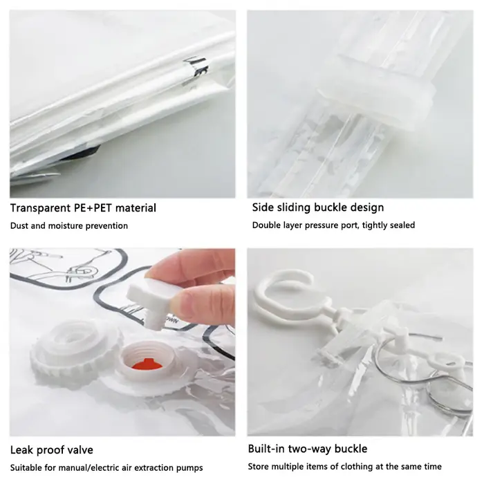 Sac sous vide Transparent suspendu, rangement pour vêtements, doudoune, pardessus, Compression, organisateur de maison, garde-robe, manteau anti-poussière, pompe à Air