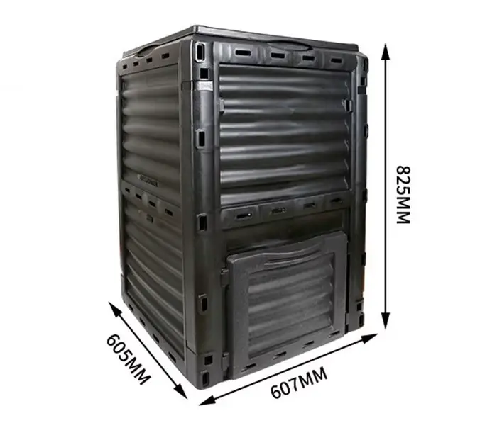 Poubelle à Compost de 300l, boîte à compost pour jardin et cour, feuilles, engrais organique, réserv