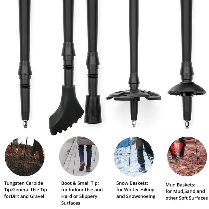 Bâtons de trekking ultralégers en fibre de carbone