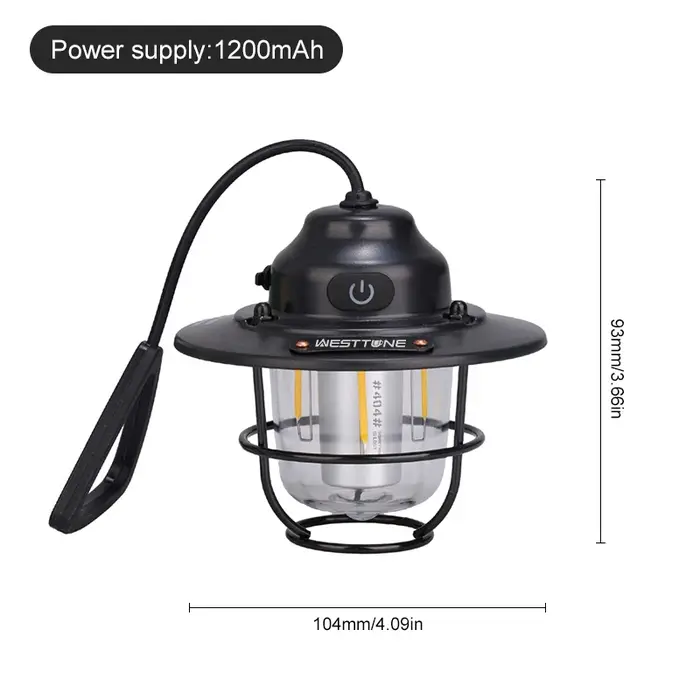 Lanternes de Camping portables rétro, lampe suspendue pour tente, étanche, variable, 1200mAh, pour r