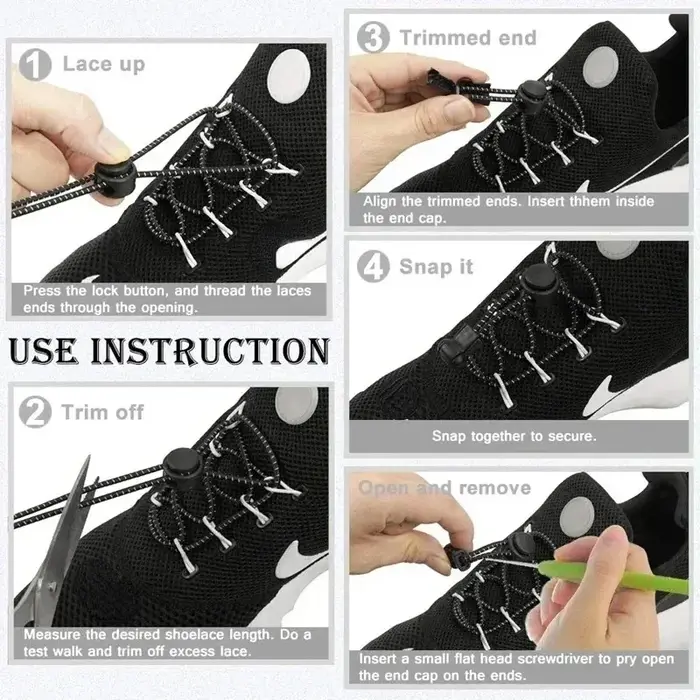 1 paire de lacets élastiques extensibles sans cravate