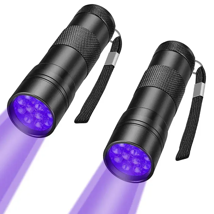 Lampes de poche UV portables étanches à lumière noire, 12 Led, 395nm, Mini détecteur de torche pour