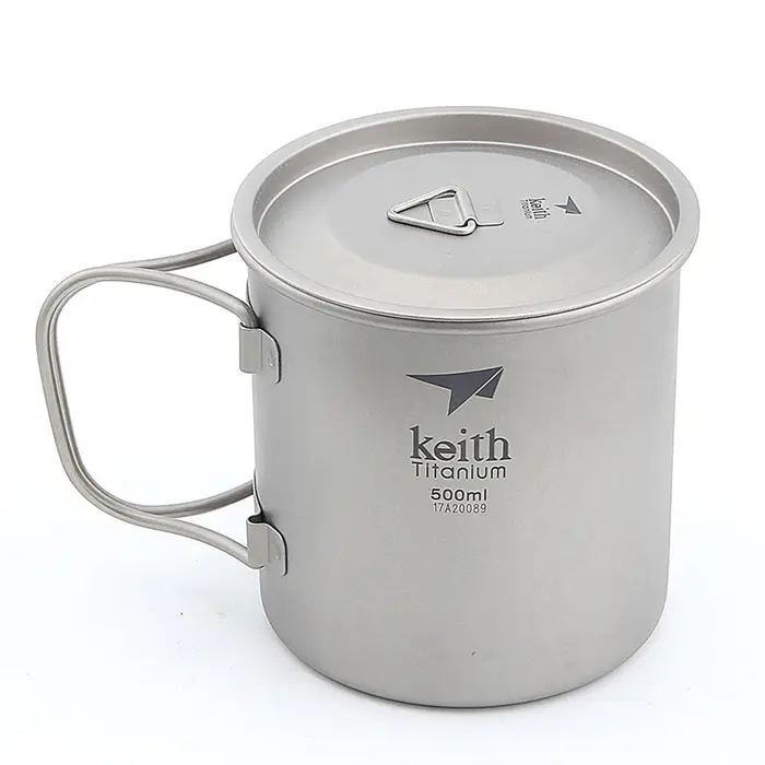Keith – tasse en titane, tasses d'eau, tasses de Camping, tasse de voyage ultralégère avec poignée p