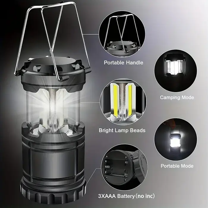 Lampe de camping HOMEFISH, lampe de tente d'extérieur, lanterne portable, lumière d'urgence multifon