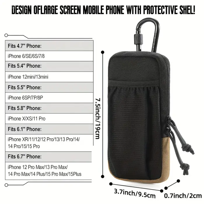 Sac de taille noir multifonctionnel pour sports de plein air