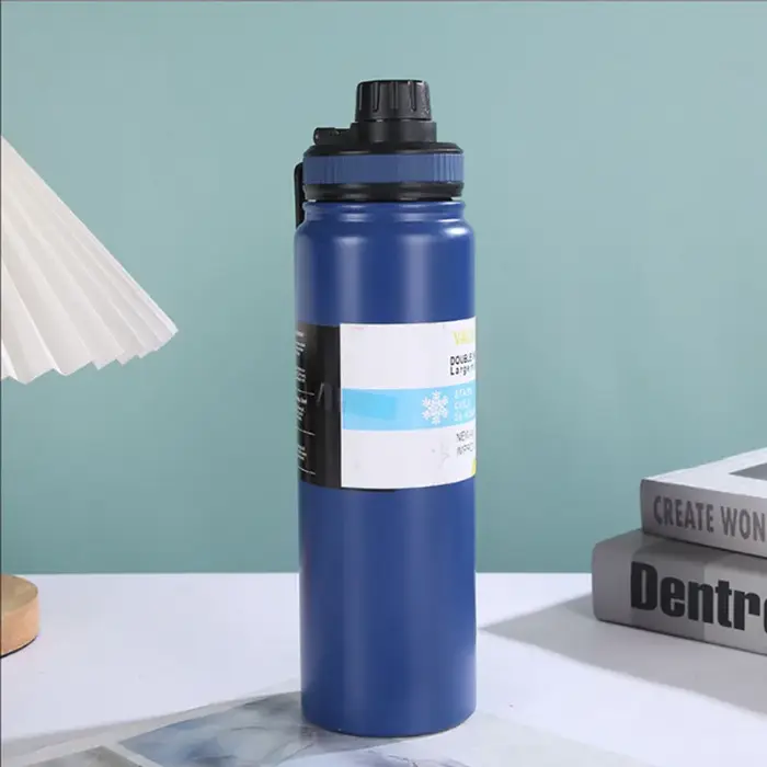 Flacon d'hydratation pour camping et randonnée avec couvercle – Bouteille d'eau en acier inoxydable