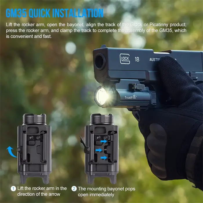 Trustfire GM35 lampe de poche tactique 1350 Lumen type c usb lumière rechargeable armes d'auto-défen