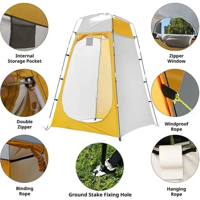 Tente portable pliable avec toilettes intégrées pour une intimité garantie