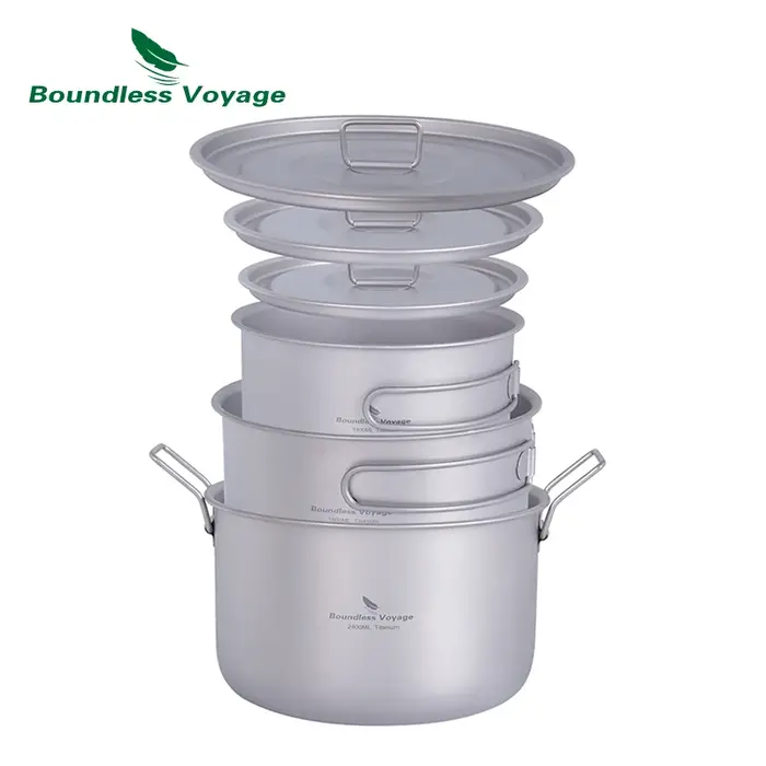 Batterie de cuisine de Camping en titane, Voyage sans limite, Kit de désordre, poêle et casseroles d