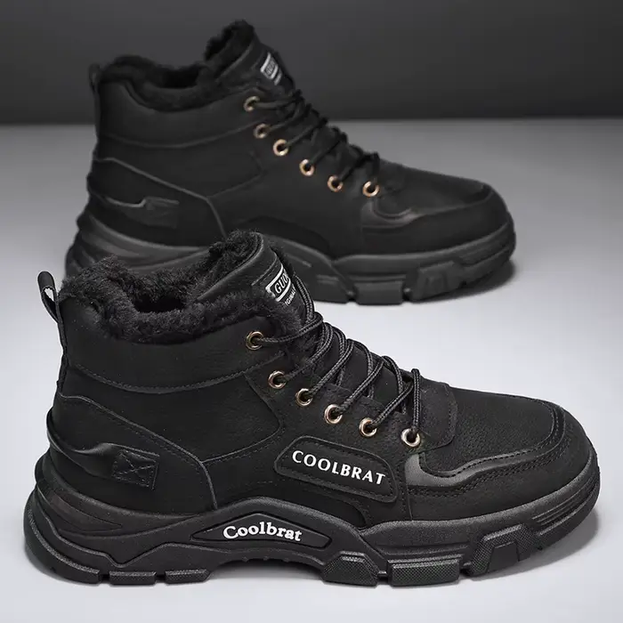 Bottes pour hommes : bottines de ski classiques élégantes pour randonnée en plein air, alpinisme et voyage, bottes de neige épaisses doublées de polaire