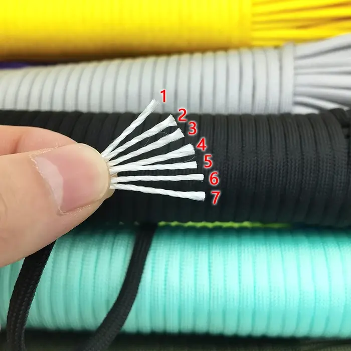 Paracorde à 7 noyaux de support, 4 tailles Dia.4mm, pour survie, Parachute, lanière, Camping, escala