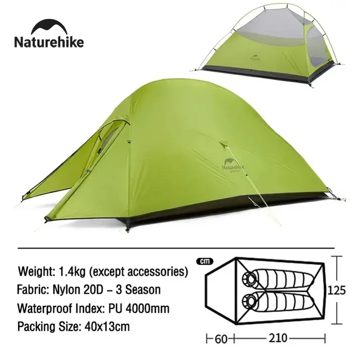Naturehike – tente de Camping pour 1 à 3 personnes, imperméable, Double couche, abri anti-moustiques