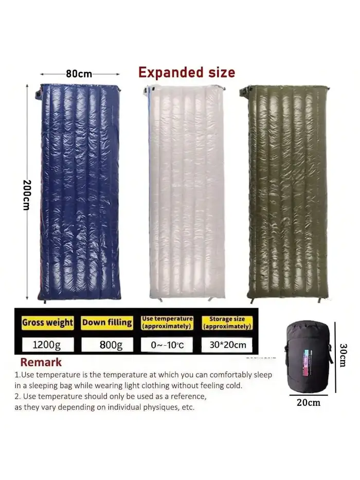 Camping en plein air, sac de couchage en duvet