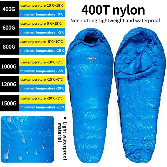 Soomloom garder au chaud en duvet rempli adulte momie Style sac de couchage pour l'hiver en plein air Camping voyage