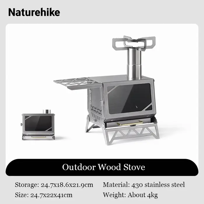 Naturehike poêle à bois Portable pliable en acier inoxydable poêle de Camping bois de chauffage gril