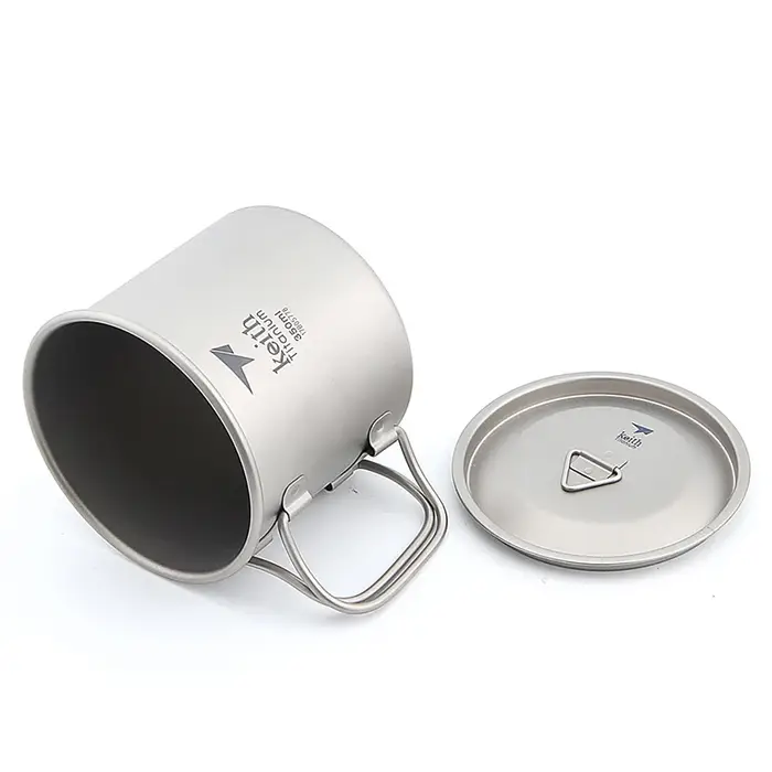 Pamono-Tasse à eau en titane avec couvercle Ti3240 ,350ml, ustensiles de cuisine pour pique-nique, s