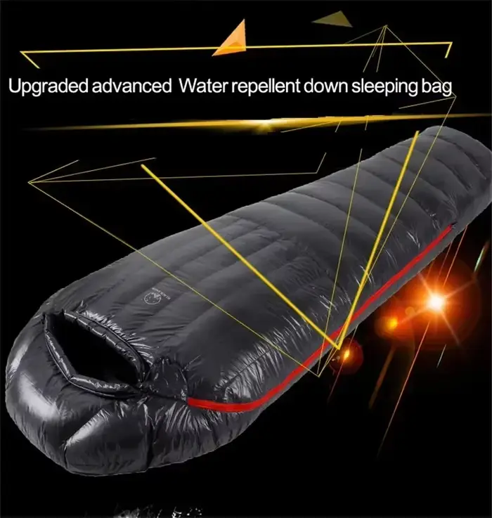 Sac de couchage de camping en duvet d'oie blanc amélioré